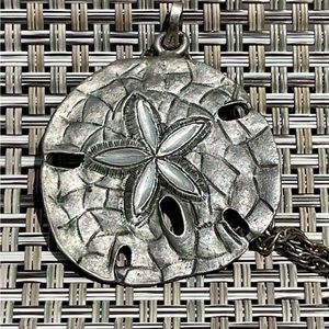 Pewter Sand Dollar Necklace with 24” chain